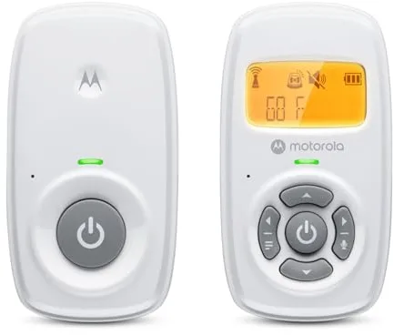 Motorola Nursery AM24 Vigilabebés con Audio, Comunicación Bidireccional, Micrófono de Alta Sensibilidad, Pantalla LCD, Tecnología DECT, Alcance hasta 300 Metros, Control de Volumen, Alarma de Batería