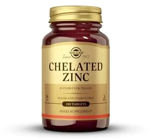 Solgar Chelated Zinc Suplemento Alimenticio que Favorece Piel, Cabello y Uñas con Zinc para Hombre y Mujer, 100 Cápsulas
