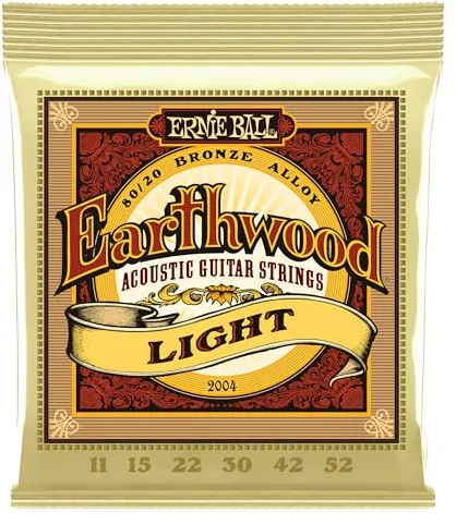 Ernie Ball Earthwood Light - Cuerdas para guitarra acústica, bronce 80/20, calibre 11-52
