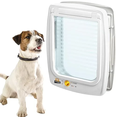 Ferplast Puerta para Perros Medianos, Gatera, Entrada y Salida controlables 4 vías, Protección contra Corrientes de Aire, Swing 11 Tamaño Mediano, Puerta Perro, Blanco