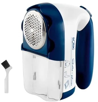 Solac H101 - Quitapelusas Eléctrico o Pilas, Cepillo Limpiador, Todas Las Telas, 3 Niveles Apurado, Cabezal de Corte Amplio, Depósito Extraíble, Fácil de Limpiar, Compacto, Ergonómico, Autonomía 1 h