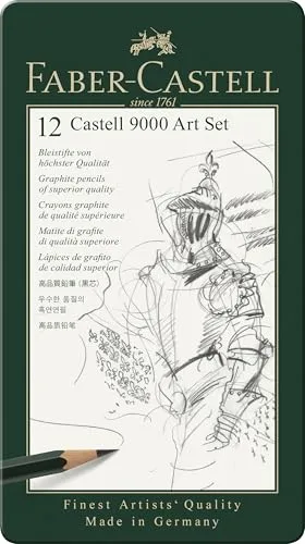 Faber-Castell 119065 - Set de 12 lápices Castell 9000 para dibujo artístico. Diferentes grados de dureza