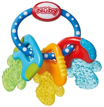 Nuby - IcyBite Mordedor Bebe Refrigerante Con Gel PurICE - Alivio Para Encías Sensibles Y Molares - Mordedor Frio Bebe Con Texturas Sensoriales - Juguetes Sensoriales Desde 3 Meses - Colores Vivos