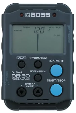 Metrónomo digital BOSS DB-30 — Portátil, resistente y cargado de divertidos patrones para tocar al compás