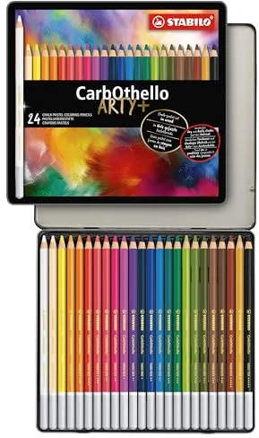 Lápiz de color Tiza-Pastel STABILO CarbOthello - Estuche de metal ARTY + con 24 colores