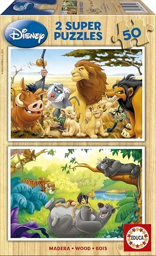 Educa - Set de 2 Puzzles Infantiles de Madera con 50 Piezas Cada uno | Animal Friends Disney Puzzles, 2x50 Piezas. A Partir de 5 6 7 años (13144)