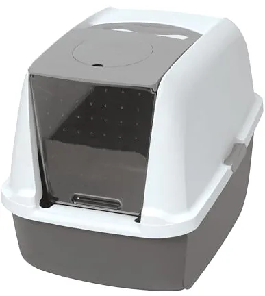 Catit Caja sanitaria 386841/92, con funda, blanca/gris, 54,5 x 41,5 x 46 cm (el producto puede variar)