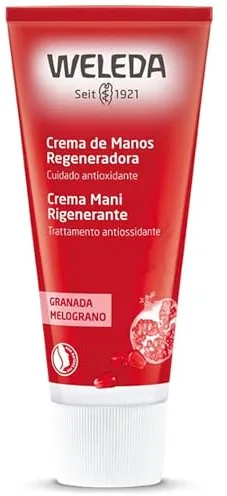 Weleda – Crema de Manos Regeneradora de Granada, Cuidado Antioxidante, Ayuda a Prevenir las Manchas, con Aceite de Sésamo y Semillas de Granada, 100% Natural, Vegano - 50 ml