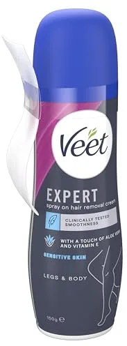 Veet Crema Depilatoria Corporal para Mujer, Con Spray, Piel Sensible, 150 ml