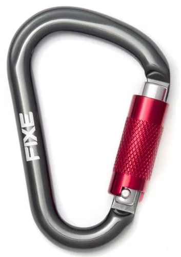 FIXE - Mosquetón HMS de Seguridad con Cierre Automático y Gran Apertura - Aluminio 7075 - para Escalada y Nudos Dinámicos - Keylock - 25 kN - Certificado EN12275 / EN362