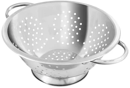 Fackelmann Colador de Cocina y Escurridor en Acero Inoxidable, Colador con Asas y Peana Estable, Idóneo para Escurrir Ensalada, Pasta, Arroz, Legumbres y Verduras, 24cm, 1 ud.