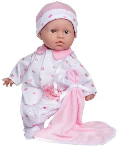 JC Toys- vinyl Muñeca La Baby de 28 cm tiene cuerpo blando y lavable, manta y chupete, rosa, diseñado en España, +12 meses