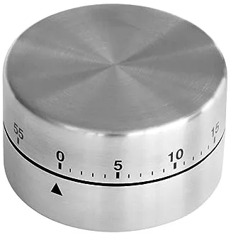 Zenker Reloj Temporizador Magnético de Cocina, Mecanismo Manual, Escala de 60 Minutos, apto para Estudiar, Color Plateado y Negro Acero Inoxidable, 6x6x3,5 cm, 1ud
