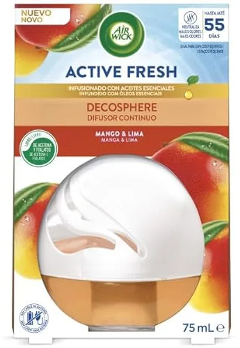 Air Wick Decosphere - ambientador Decorativo, Esencia para casa y Coche con Aroma a Mango y Lima - 1 Unidad