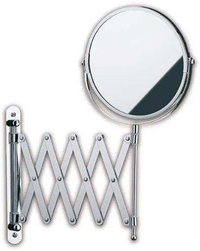 kela Espejo cosmético de pared con aumento AVITA 16 cm, 1/5 veces, montaje en pared, espejo de maquillaje extensible, metal cromado, espejo de afeitado
