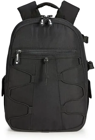 Amazon Basics Mochila para Cámara de Gran Capacidad con Acolchado Interno para DSLR y Accesorios, Impermeable y Resistente a los Golpes, 30 x 15 x 37 cm, Negro, Sólido