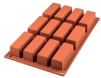SF026 Molde de silicona, 12 cavidades con forma rectangular , color terracota