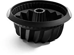 Lékué Molde repostería Savarín hondo, 22 cm, silicona platino color negro