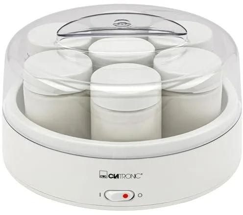 Yogurtera Clatronic para una preparación rápida y fácil | Yogurtera para yogur, queso fresco y queso crema | Yogurtera con 7 tarros de 160 ml con tapa | JM 3344