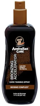 Australian Gold, Aceite Antioxidante corporal para pieles oscuras, de color marron, acelerador del bronceado - 237 ml.