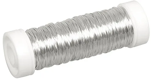 Rayher 2405522 Alambre para bisutería y Manualidades, Grosor 0,3 mm, Longitud 50 m, Plateado