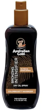 Australian Gold Intensifier Dry Acelerador del Bronceado, Sin crueldad animal, tono de piel medio, 237 Ml