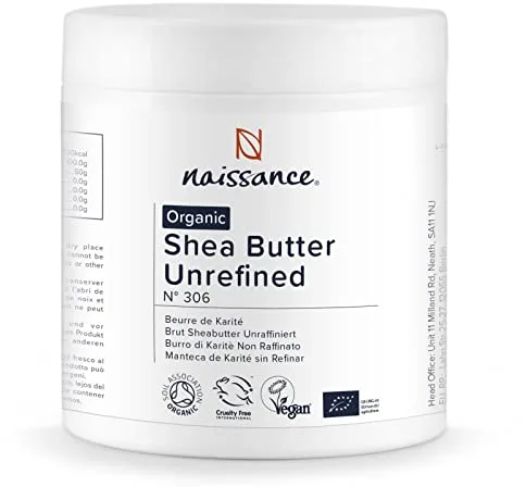 Naissance Manteca de Karité Sin Refinar BIO (No. 306) - 500g - Certificado Ecológico, Natural, Puro - para Cuerpo, Cara, Piel, Pelo, Uñas, Cabello