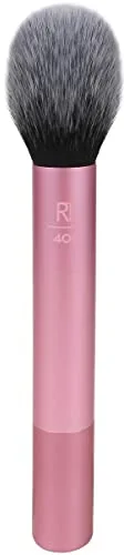 Real Techniques Brocha de maquillaje Plush, para colorete suelto, crema o prensado, mejillas rosadas y brillantes, brocha para polvos esponjosos, 1 unidad