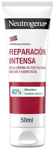 Neutrogena Fórmula Noruega Reparación Intensa CICA Crema de Pies Talones Agrietados (50 ml), crema hidratante y reparadora con 40% glicerina y centella asiática