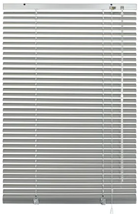 GARDINIA Persiana de aluminio, Privacidad, Protección contra la luz y el deslumbramiento, Montaje en pared y techo, todas las piezas de montaje incluidas, Persiana de aluminio, Plateado, 80 x 130 cm (WxH)