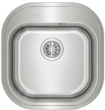 TEKA Fregadero Encastrado 1 Seno para Mueble 45cm, Acero Inoxidable, Incluye Escurridor y Válvula Automática, Modelo Stylo 1C
