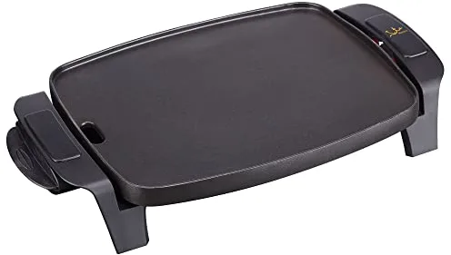 Jata GR205 Plancha de Asar, Antiadherente, Resistente al rayado, 1000W, Medidas 28 x 22 cm, Fabricada en España, Fácil limpieza, Bandeja recogesalsas