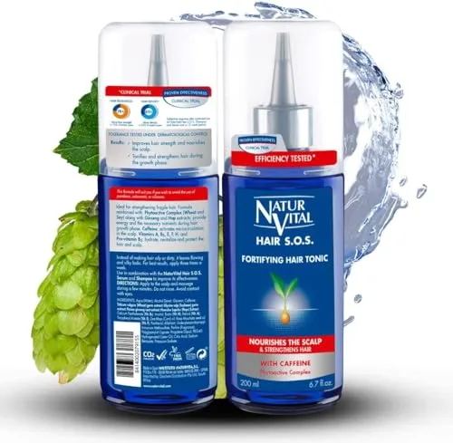NaturVital - Tónico Anticaída, Tratamiento para Frenar la Caída del Cabello, para Mujeres y Hombres, Sin Parabenos ni Siliconas, 200 ml