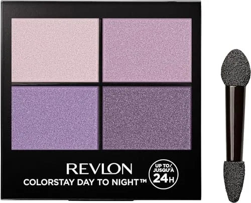 Revlon - ColorStay Day to Night Eyeshadow Quad, Sombra de Ojos, Paleta 4 Tonos Acabado Mate y Brillante, Fórmula en Polvo y Crema, Hasta 24 h, Resistente al Agua, Todo Tipo de Piel, Tono Seductive