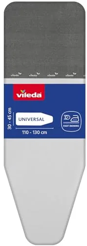 Vileda Funda para Tabla de Planchar Rapid, Tamaño Universal para Planchar más Rápido, Ajustable a Tablas de 110-130cm de Largo y 38-45cm de Ancho, Fácil de Instalar