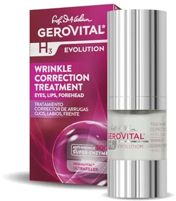 Gerovital H3 Evolution Sérum antiarrugas Contorno Ojos, Labios, Frente con Ácido Hialurónico, Atenúa Arrugas Profundas, de Expresión, Mejora la Elasticidad y la Firmeza de la Piel, 15 ml