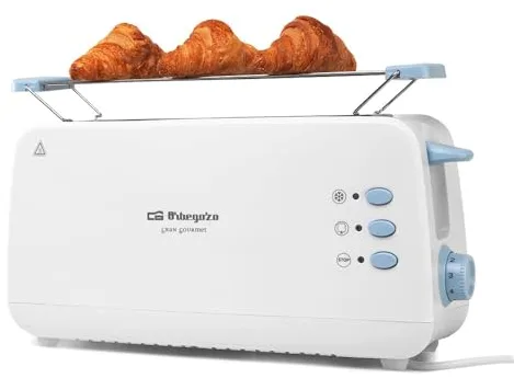 Orbegozo TO 4012, Tostadora pan 850 W, 7 niveles de tostado, calienta panecillos, función descongelación y parada rápida, bandeja recogemigas, desconexión automática, color blanco