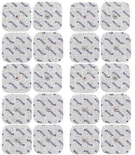 20 electrodos axion de 5x5 cm | Compatibles con Beurer y otros electroestimuladores TENS y EMS | Reutilizables y autoadhesivos con conector botón de 3,5 mm