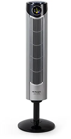 Orbegozo TWM 1015 - Ventilador de torre iónico, mando a distancia, 3 modos de ventilación, display digital, función temporizador, 3 velocidades, silencioso, rotación 80ºC, 45 W, gris/negro