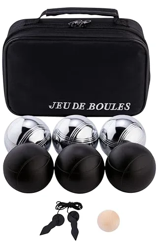 Engelhart Weiblespiele 010207 - Juego de Bolas de Petanca (6 Unidades), Color Negro y Plateado