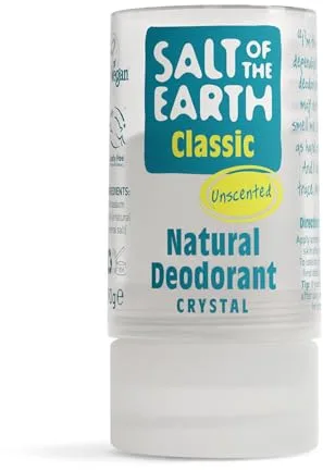 Desodorante natural Salt of the Earth Crystal Classic - Sin perfume, sin fragancia - Vegano, aprobado por Leaping Bunny - 90g
