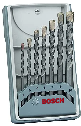 Bosch Professional 2 607 017 082 - Juego de 7 brocas para hormigón, Gris, Ø 4/5/6/6/7/8/10 mm