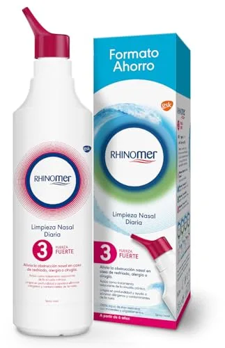 Rhinomer Spray Nasal 100% Agua de Mar, Fuerza Fuerte 3, para Adultos y Niños a partir de 6 Años, 180 ml