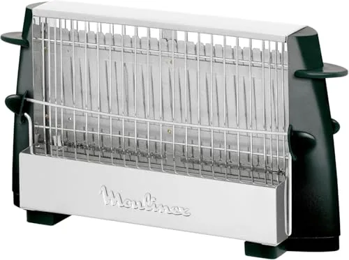 Moulinex Multipan, Tostador clásico de 760 W para todo tipo de pan, Hasta 4 rebanadas a la vez, Acero inoxidable, Empuñadoras laterales frías, Fácil manejo, transporte y uso, Color Negro, A15453