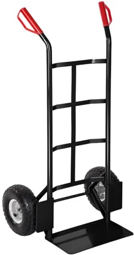 tectake® Carretilla de Mano, Estructura de Acero, Pala con Placas Protectoras, Carro con Ruedas de 27 cm, hasta 200 kg, Carretilla Jardin, Carretilla de Carga - Negro
