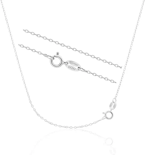 KEZEF 925 collar de cadena de plata de ley para las mujeres, 1,3 mm de plata cadena de cable, 16 pulgadas, con cierre de anillo de resorte, de fabricación italiana