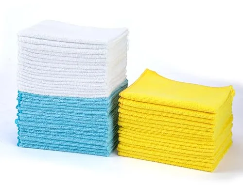 Amazon Basics Paño de limpieza de microfibra, 30.5 x 40.5 cm, 48 unidades, Multicolor