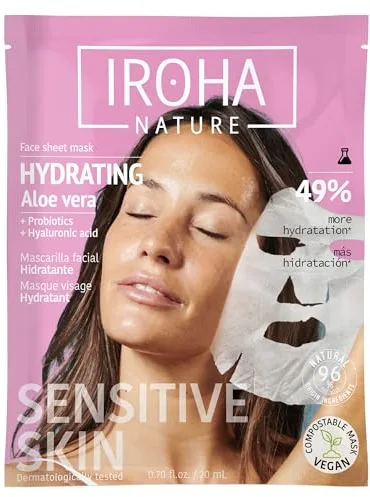 IROHA NATURE - Mascarilla Facial Tisú Recomfortante e Hidratante con Aloe Vera | Cuidado de Cosmética Coreana | Efecto Aftersun