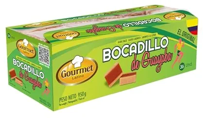 Pack de 36 Bocadillos de Guayaba - 950 g - Sabor Dulce - Alto Contenido en Vitamina C - Valor Energético 23g Hc por Bocadillo - Ideal para Ciclismo - Gourmet Latino
