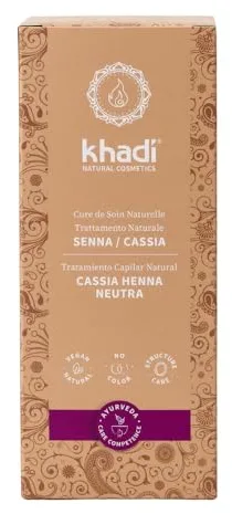 khadi CASSIA HENNA NEUTRAL Tinte vegetal para el cabello - Cuidado intensivo incoloro para brillo, volumen y elasticidad - Tinte natural 100% vegetal y natural - 100 g